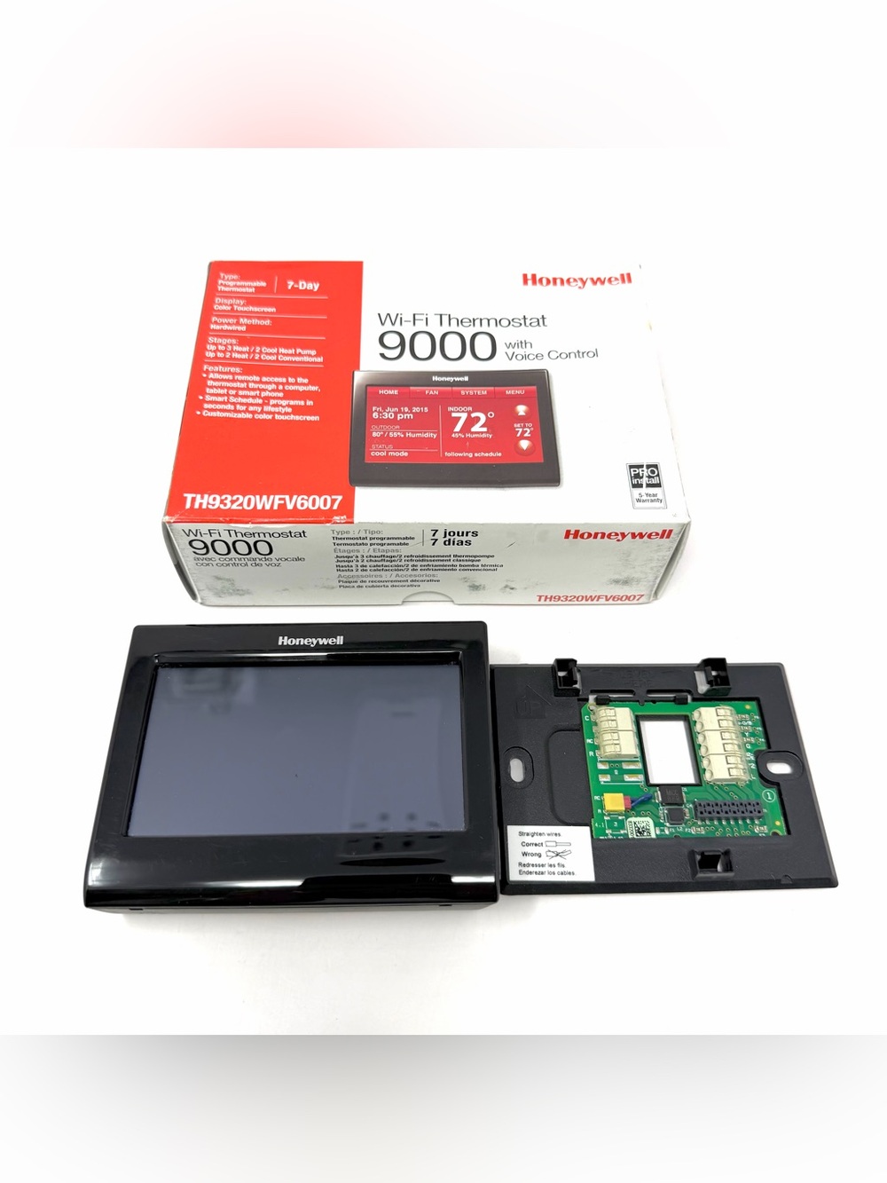 Honeywell 9000 WiFi Voice Control Thermostat Touchscreen Black TH9320WFV6007